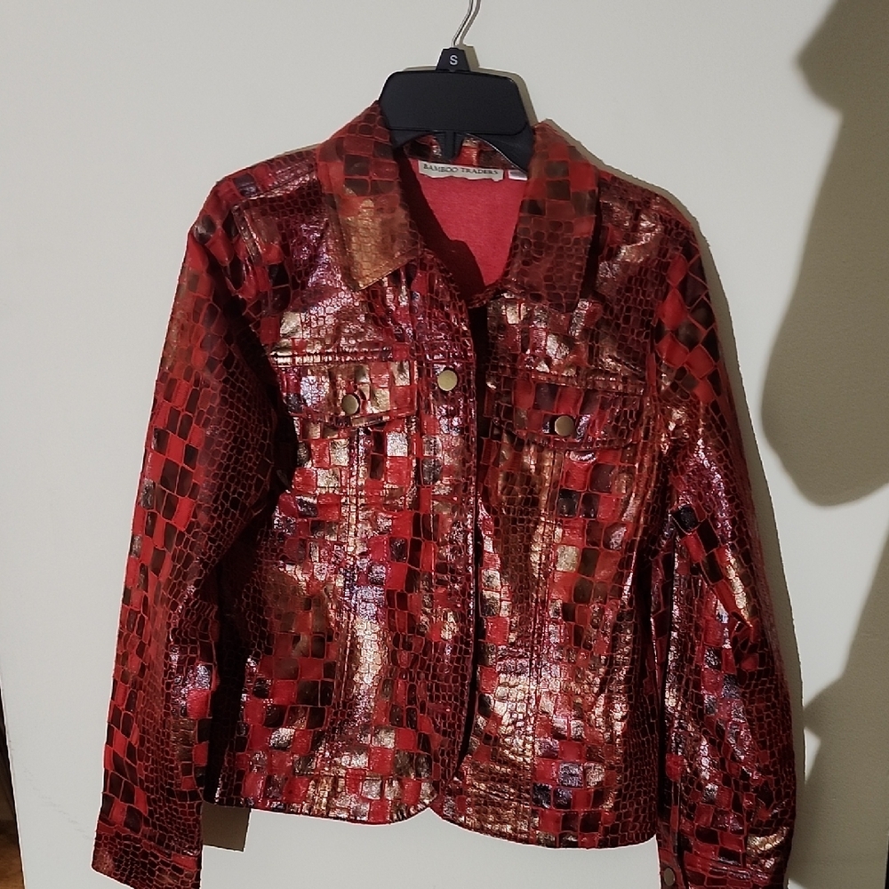 Bamboo Traders Red Jean Jacket with Glossy Finish No Refunds